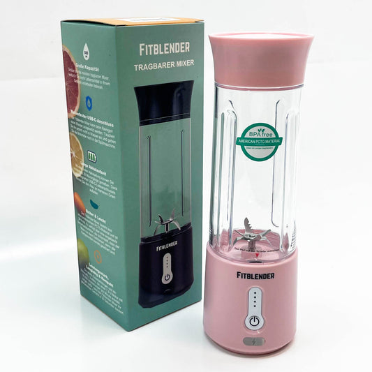 FITBLENDER tragbarer Mixer, 500ml, 2000 mAh, 7,4V, Kompakt, leistungsstark, ideal für Smoothies, Rosa.