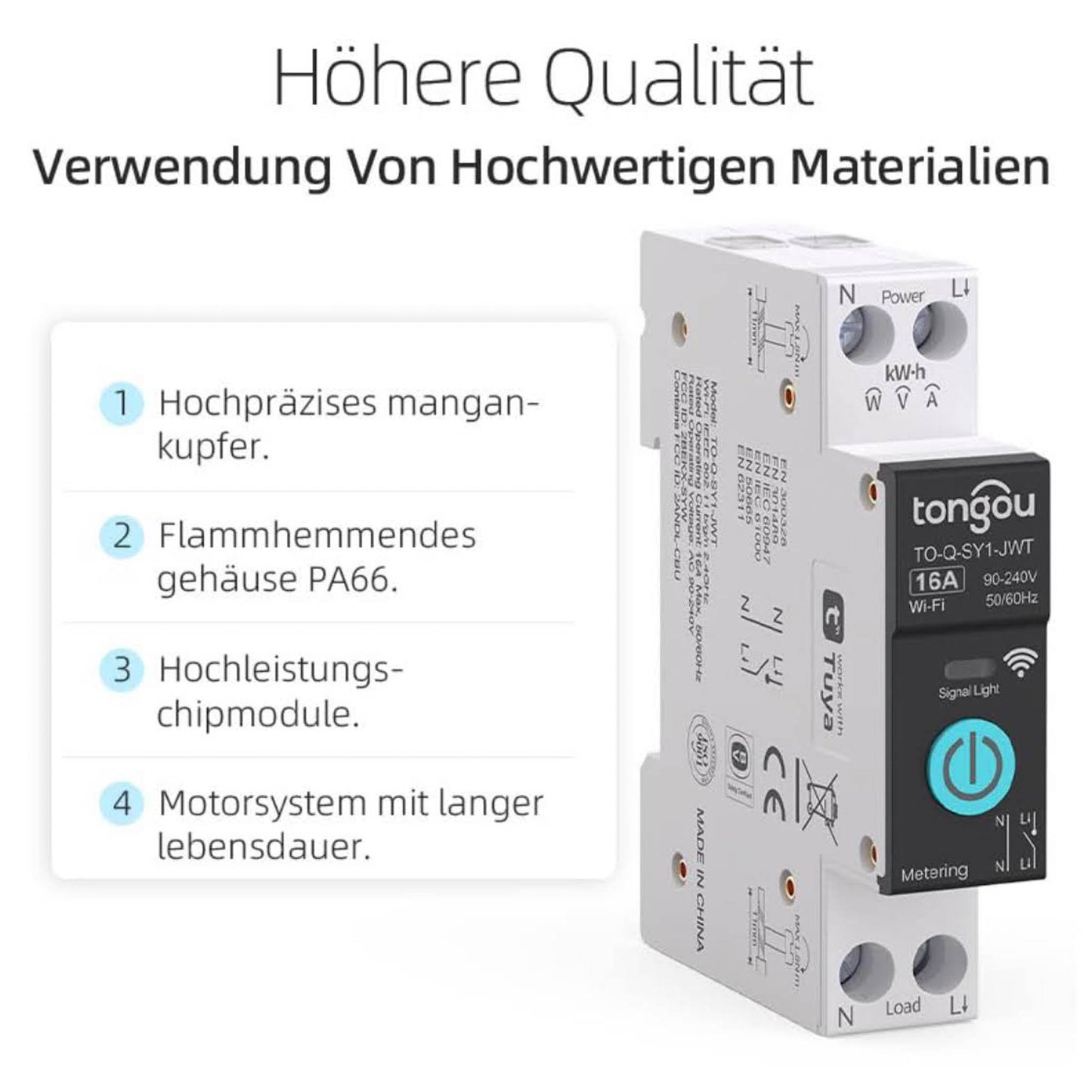 TONGOU Smart Life WIFI 1P Hutschiene Schalter 16A, Smart Home, Fernbedienung, Metering, TUYA APP, DIY Idee