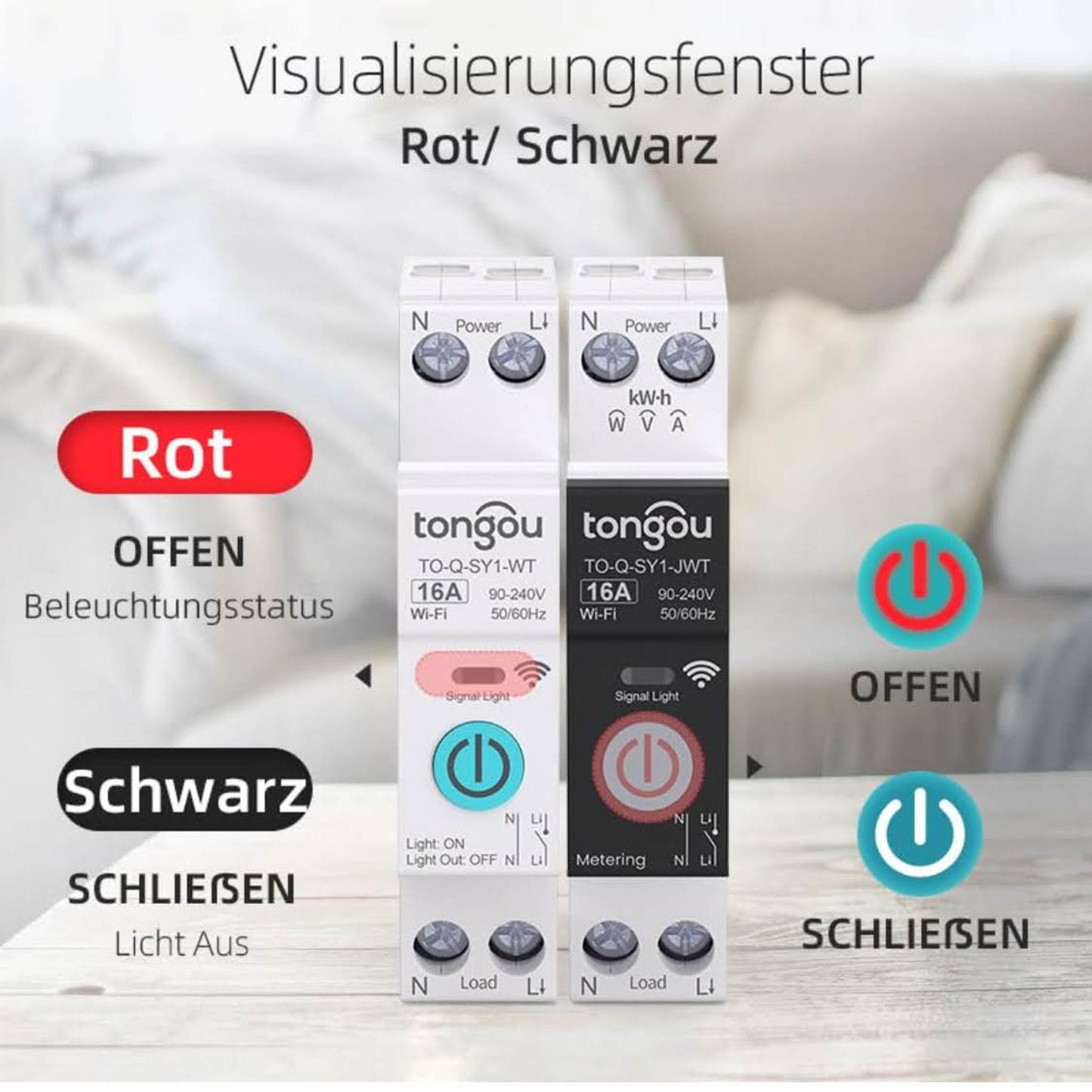 TONGOU Smart Life WIFI 1P Hutschiene Schalter 16A, Smart Home, Fernbedienung, Metering, TUYA APP, DIY Idee