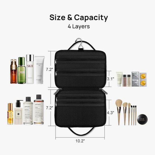 Carttiya Reise Kulturtasche, Kulturbeutel, wasserdicht, zum Aufhängen, praktisch, Geschenkidee Vatertag, Schwarz.