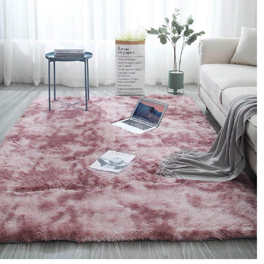 Aujelly Soft Area Rug 90x150cm Shaggy Teppich Flauschig Bunte Batik Rosa