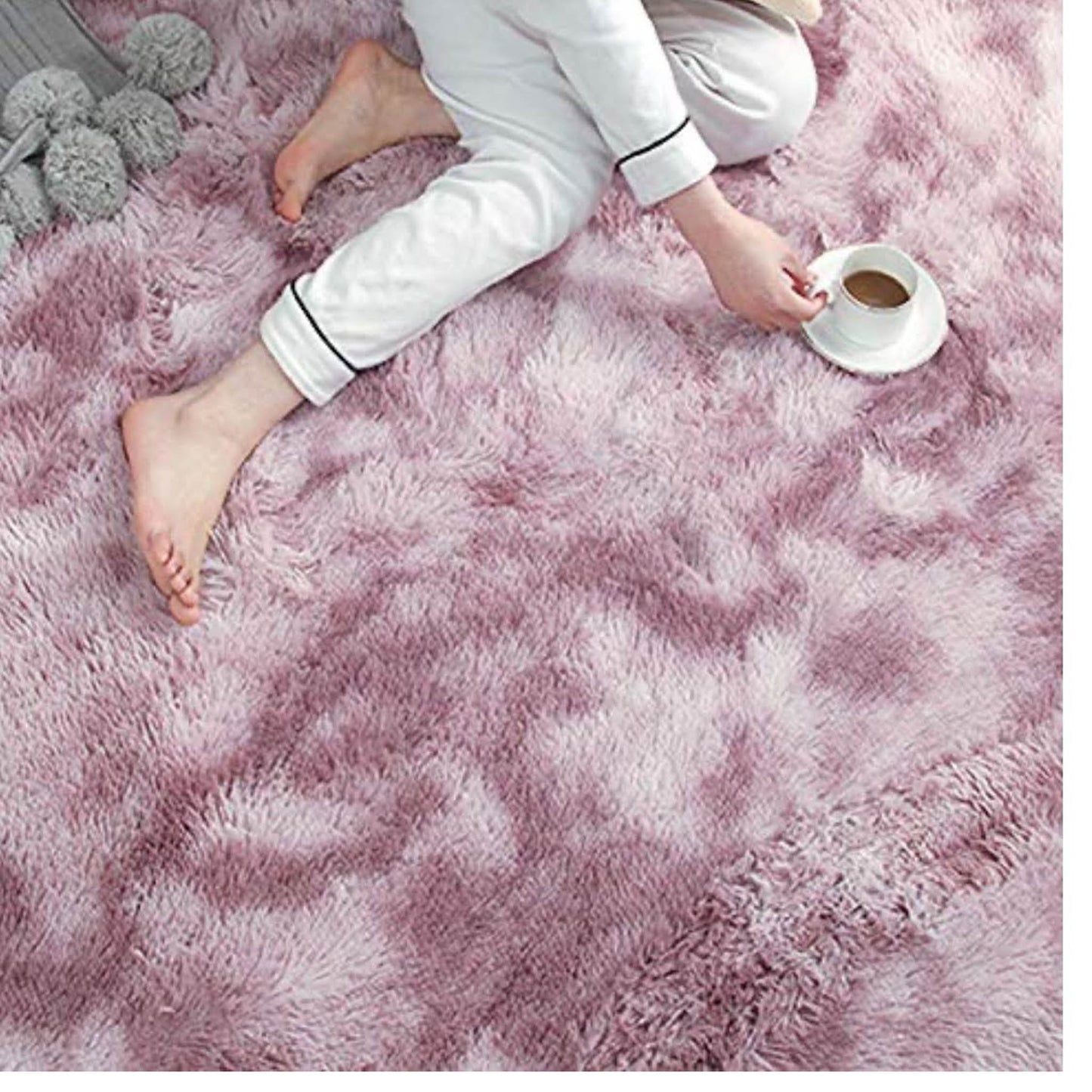 Aujelly Soft Area Rug 90x150cm Shaggy Teppich Flauschig Bunte Batik Rosa