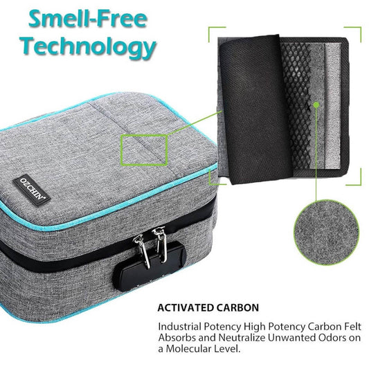 Geruchsdichte Tasche mit Zahlenschloss, abschließbarer Boxbeutel, Reise-Aufbewahrung (23 x 16 x 12 cm), für Frauen und Männer.