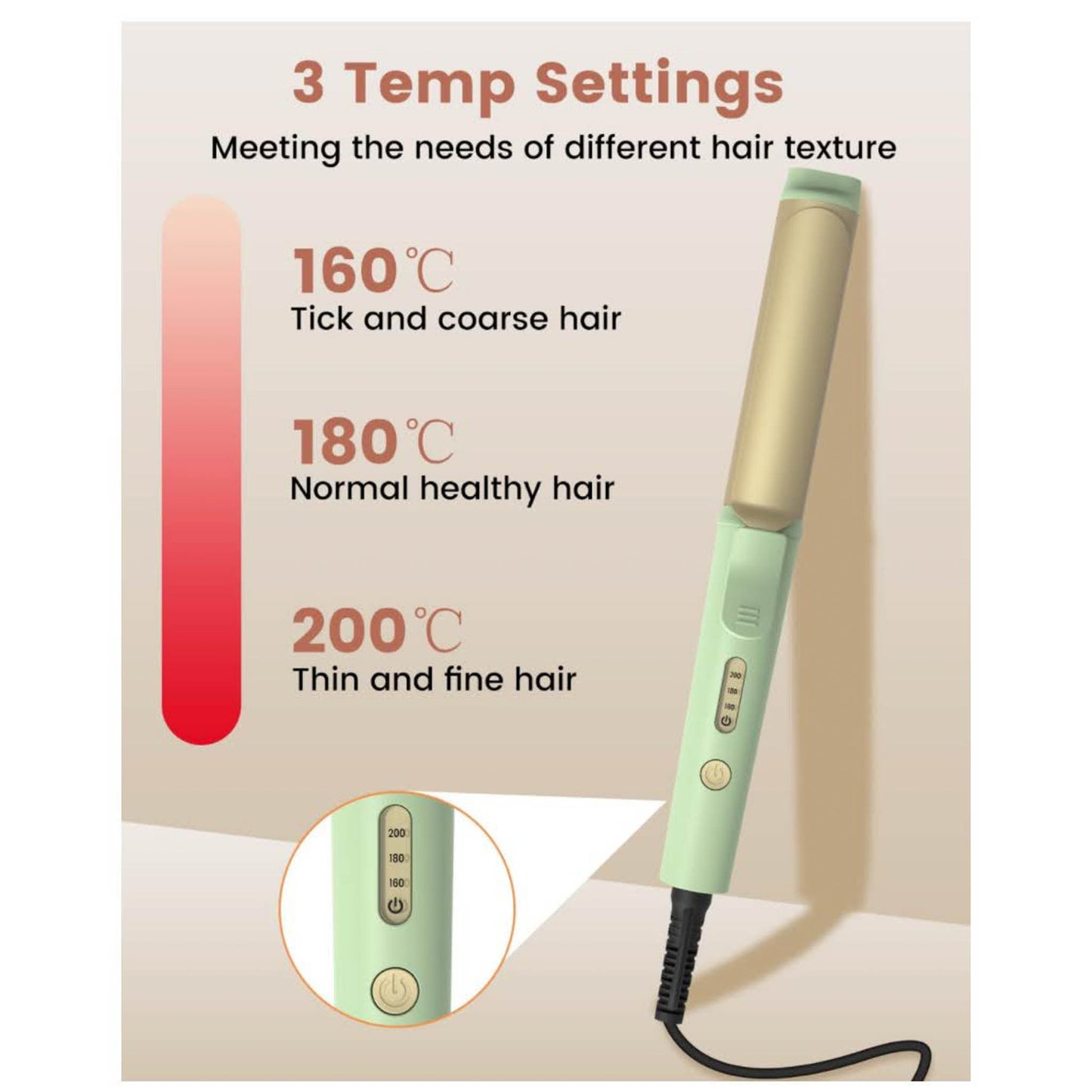 Lockenstab 25mm Mini Elektrisch für Kurze Haare 160-200℃ 3 Temperaturstufen PTC 10s Heizung mit Handschuh und Tasche