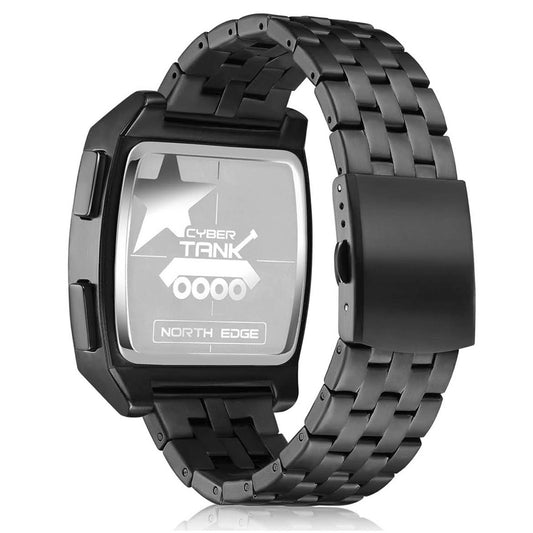 North Edge Männeruhr, Modell: Cyber Tank, Digitale Sportuhr, Retro-Design, 50m wasserdicht, Metallgehäuse, ideal für aktive Männer.