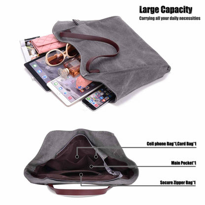 LOSMILE Damen Handtasche Hobo Shopper Beige, vielseitig, strapazierfähig, ideal für Strand und Alltag.