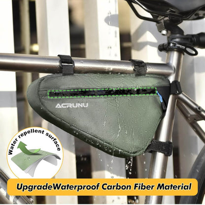 ACRUNU Dreieckstasche, 1,5L, Fahrradtasche, wasserdicht, mit Fahrradklingel, für 22-24mm Rahmen, ideal für Mountainbike und Rennrad.