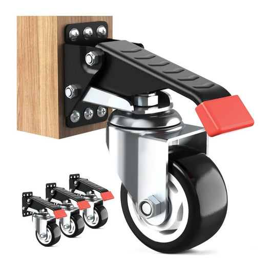 SPACEKEEPER Werkbank-Rollen Kit, 400KG, Hochleistungs-Rollroller, 3 Zoll, für Werkbänke, Maschinen, 4 Stück, Schwarz.