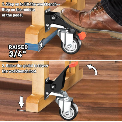 SPACEKEEPER Werkbank-Rollen Kit, 400KG, Hochleistungs-Rollroller, 3 Zoll, für Werkbänke, Maschinen, 4 Stück, Schwarz.