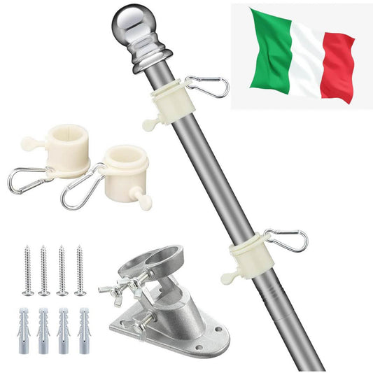 HARRMS Fahnenmast 1.8m, Aluminium Halterung, Edelstahl, strapazierfähig, ideal für Garten, Außenbereich, Dach, Wände, Hof.