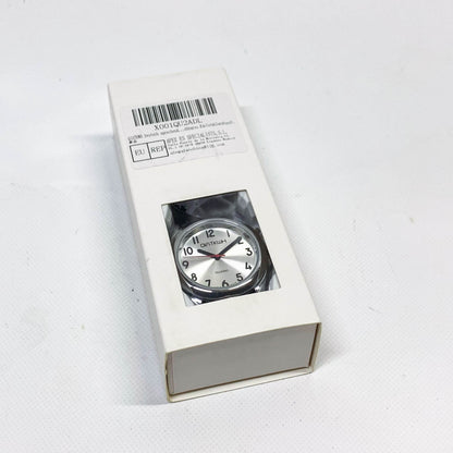QIATKWH Deutsch sprechende Uhr, Zifferblatt mit Sonnenmuster, Silbergehäuse, schwarzes Lederarmband, einziehbares Edelstahlarmband