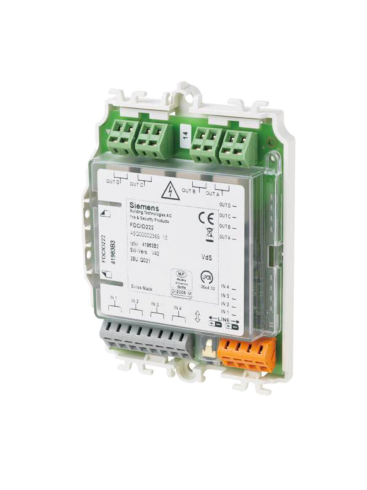 Siemens BMA Ein-/Ausgabebaustein FDCIO222, 4 Eingänge/4 Ausgänge, Modell A5Q00002369, vielseitig einsetzbar