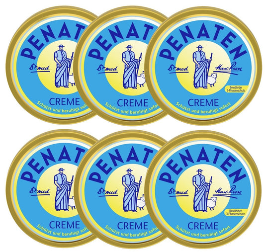 Penaten Baby Wundschutzcreme 6×50 ml - sofortiger Haut- und Nässeschutz mit Panthenol, beruhigt zarte Babyhaut