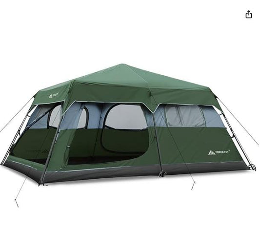 Forceatt10 Family Tent Group Tent Tunnel Tent 2 Rooms 8 Large Mesh Windows 2 Mesh Doors Carry Bag Camping Tent for Camping Hiking Outdoor