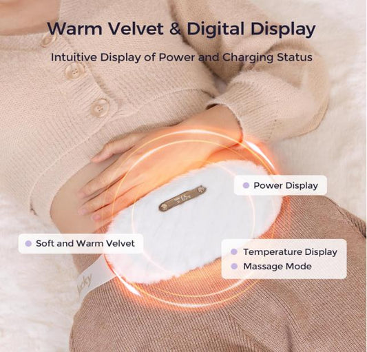 ULUCKY Portable Heating Pad ULU-2023 Menstrual Heating Pad with 3 Heat and Massage Modes Wireless Heating Pad Gifts for Women White