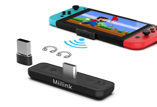 MiiLink Bluetooth Adapter MiiLink-001 Wireless Bluetooth 5.0 Audio Transmitter aptX Transmitter Built-in Microphone Low Latency for Bluetooth Headphones Speakers Nintendo Switch PC PS4 PS5