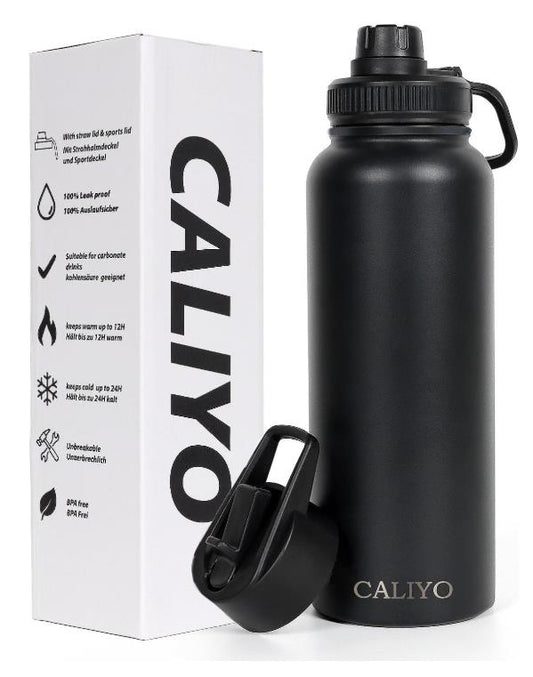 CALIYO stainless steel water bottle 1150 ml thermos flask high capacity direct drinking type straw type thermal for 6-12 hours