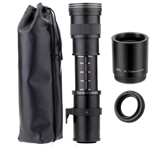 JINTU 420-800mm f/8.3 HD-Tele Zoom Teleobjektiv für Nikon D5600 D5500 D5200 D5300 D5100 D3400 D3300 D3200 D3100 D7200 D7500 D7100 D7000 D750 D600 D90 D800 D810 D5 D4S DF - Hochleistungs-Telezoom, ideal für Tierfotografie, Sportaufnahmen und Landschaften.