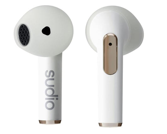 Sudio N2 Snow White - True Wireless Bluetooth Earbuds with multipoint connection, built-in microphone, 30-hour battery life, IPX4 water resistance, USB-C &amp; wireless charging