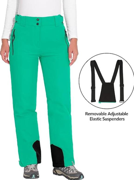 Mapamyumco Damen Snow Ski Latzhose XS Wasserdicht Winddicht Isolierte Skihose Abnehmbar Grün