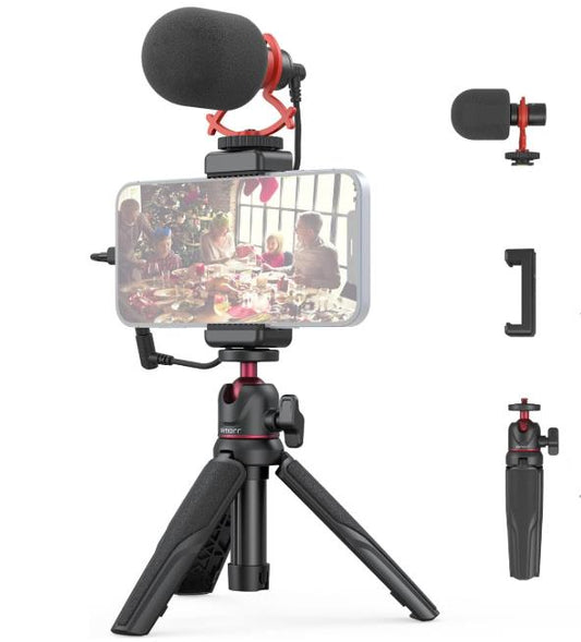 simorr Portable Vlog Tripod Kit VK40 Microphone Phone Holder Smartphone Camera DSLR iPhone 13 12 Pro X Samsung Huawei