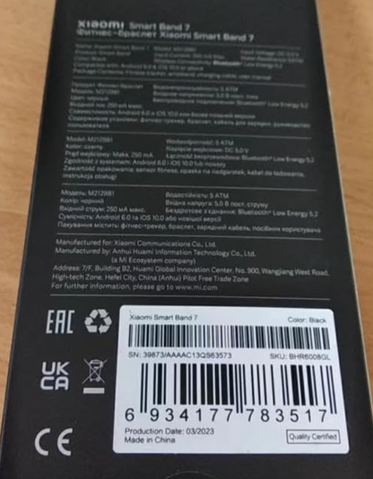 Xiaomi Mi Smart Band 7 Aktivitätstracker 1,62 AMOLED Display 110+ Workout-Modi 5ATM SpO2 Tracking Schlaf Herz Pulsüberwachung bis zu 14 Tage Akkulaufzeit Mi Fit App